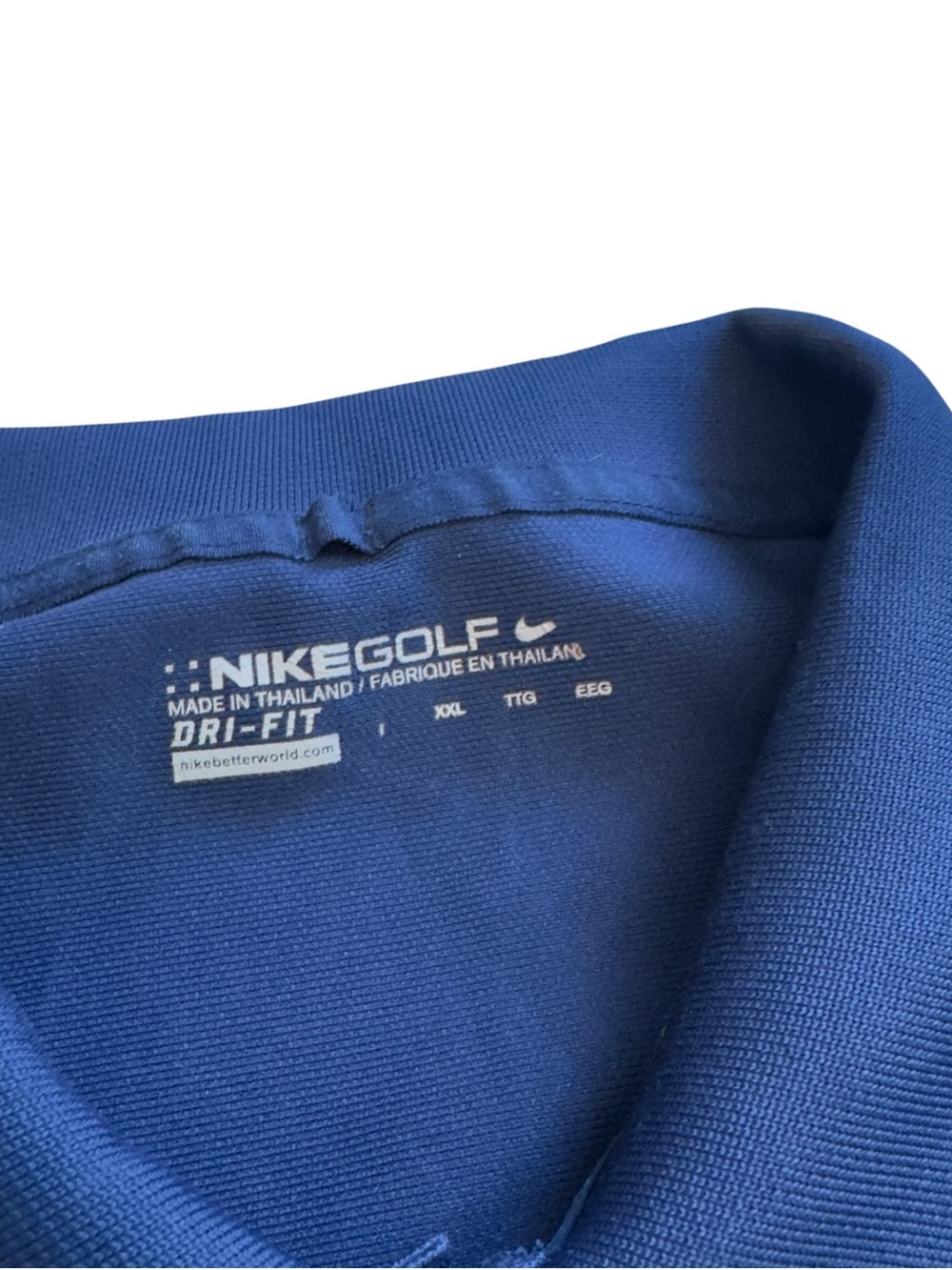 Nike Golf Dri Fit Blue Long Sleeve Wicking Polo Shirt Graco Logo Mens XXL in EUC - Picture 8 of 9
